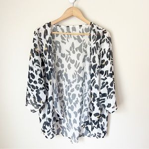 Unbranded Cheetah Print Open Front Swimsuit Coverup White Black XL